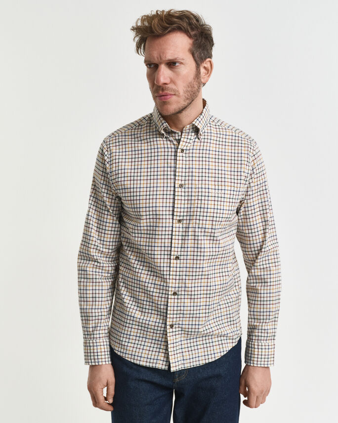 Chemise coupe regular en sergé à carreaux - GANT