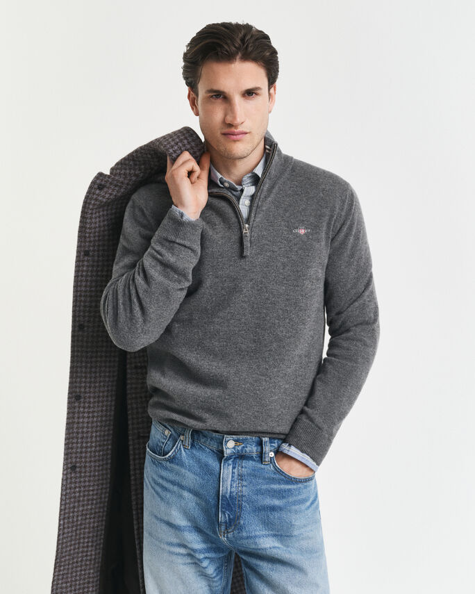 Pull à demi-zip en laine d'agneau - GANT