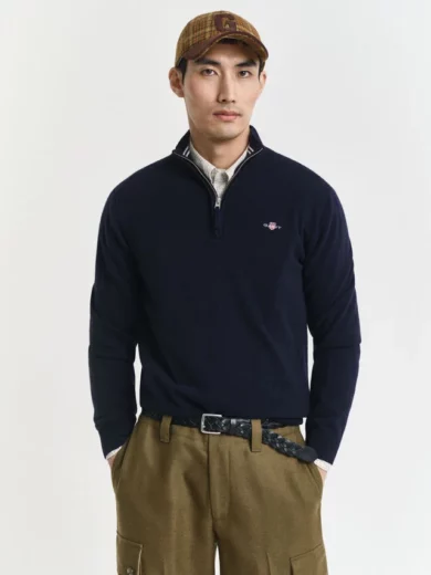 Pull à demi-zip en laine d'agneau - GANT