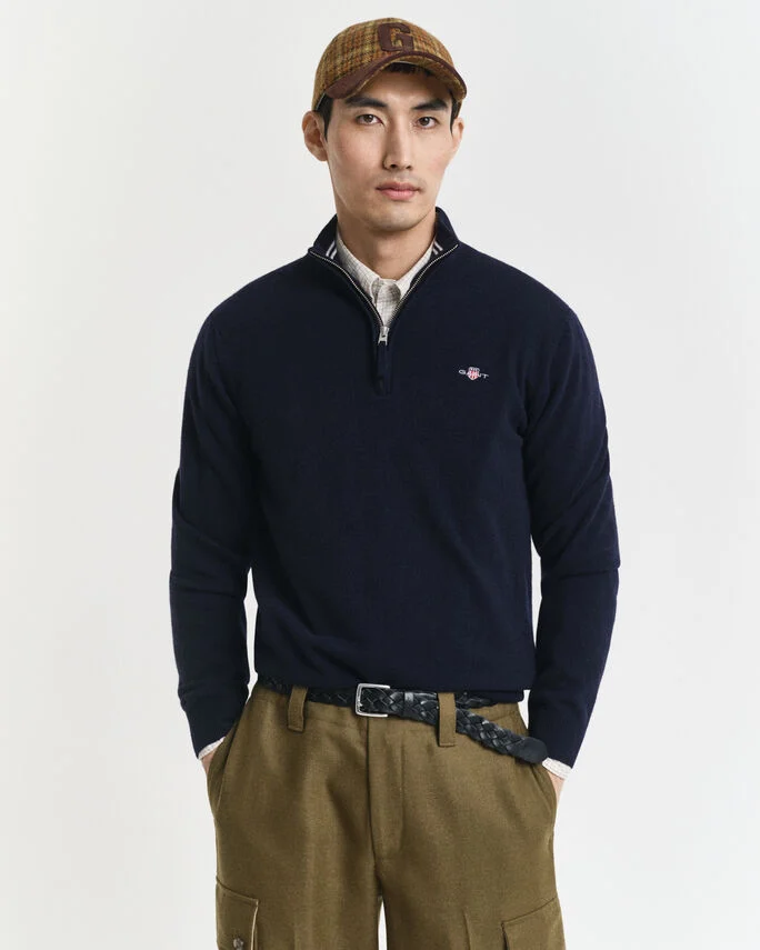 Pull à demi-zip en laine d'agneau - GANT