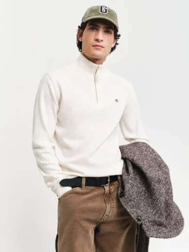 Pull à demi-zip en laine d'agneau - GANT