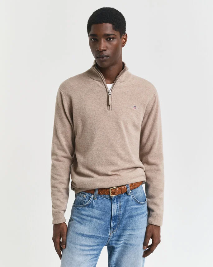 Pull à demi-zip en laine d'agneau - GANT