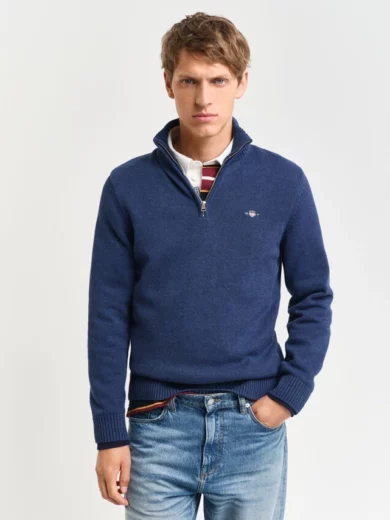 Pull en coton décontracté à demi-zip - GANT